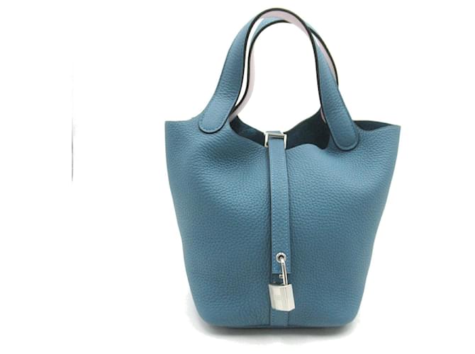 Hermès Hermes Picotin Lock PM Eclat Handbag Blue Leather  ref.1524226