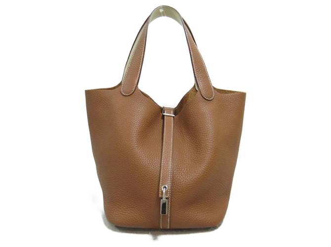 Hermès Hermes Picotin Lock MM Handbag Brown Grey Leather  ref.1524228