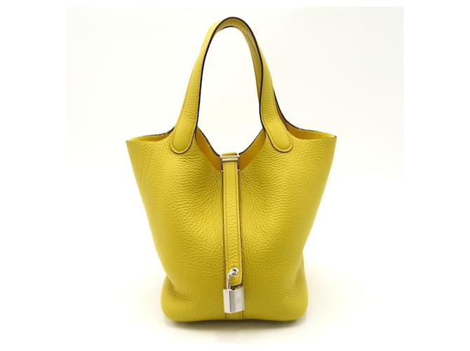 Hermès Hermes Picotin Lock PM Handbag Yellow Leather  ref.1524241