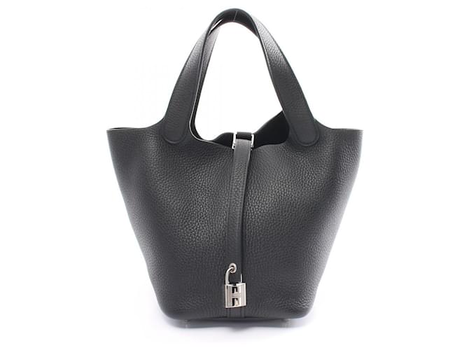 Hermès Hermes Picotin Lock PM Handbag Black Leather  ref.1524257