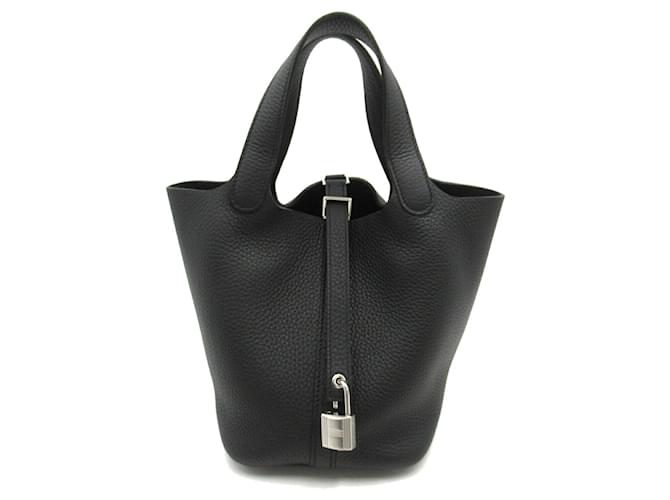 Hermès Hermes Picotin Lock PM Handbag Black Leather  ref.1524258