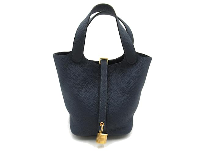 Hermès Hermes Picotin Lock PM Handbag Blue Navy blue Leather  ref.1524260