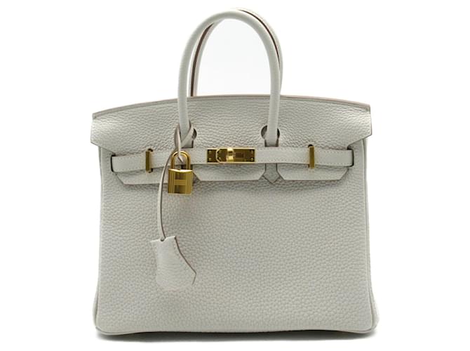 Hermès Hermes Birkin 25 Gris Pearl Handbag White Leather  ref.1524263