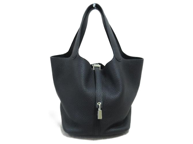 Hermès Sac à main Hermes Picotin Lock MM Noir Cuir  ref.1524278