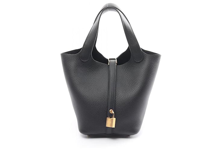 Hermès Sac à main Hermes Picotin Lock PM Cuir Noir  ref.1524280