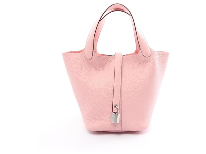 Hermès Sac à main Hermes Picotin Lock PM Cuir Rose  ref.1524283