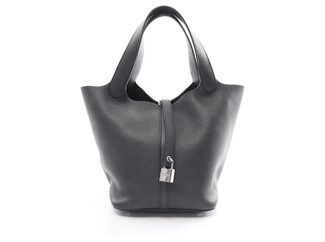 Hermès Sac à main Hermes Picotin Lock MM Cuir Noir  ref.1524284