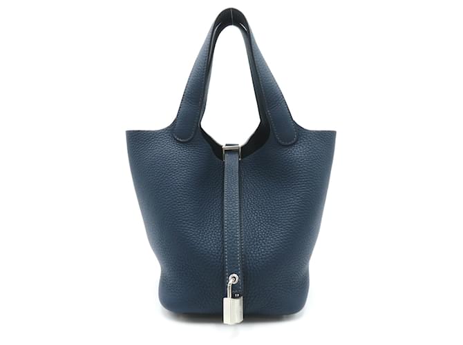 Hermès Hermes Picotin Lock PM Handbag Blue Leather  ref.1524289