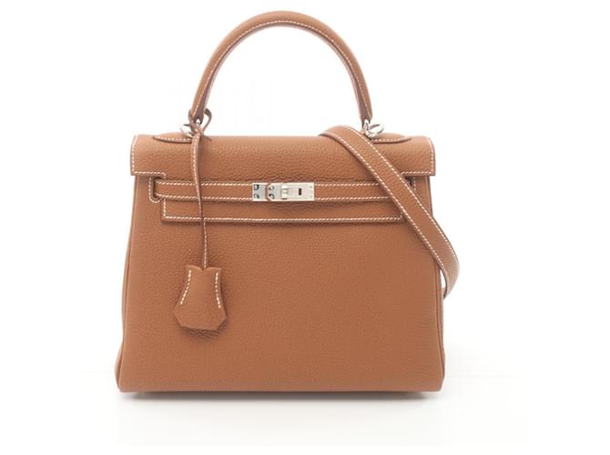 Hermès Hermes Kelly 25 Gold Handbag Brown Leather  ref.1524306