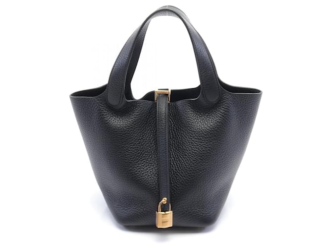 Hermès Hermes Picotin Lock PM Handbag Black Leather  ref.1524310