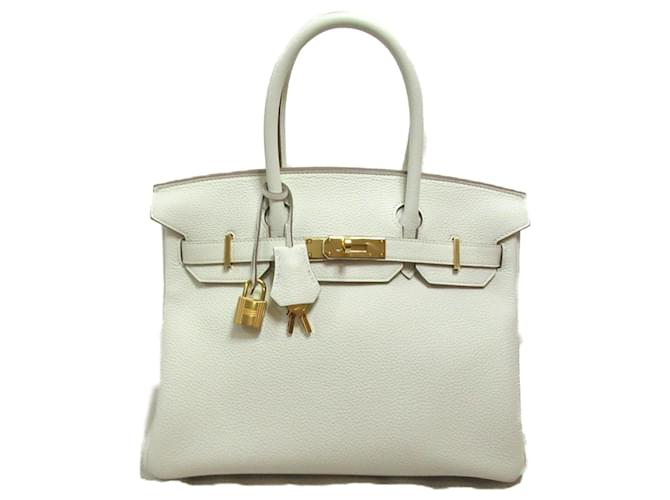 Hermès Hermes Birkin 30 Handbag in White Leather  ref.1524315