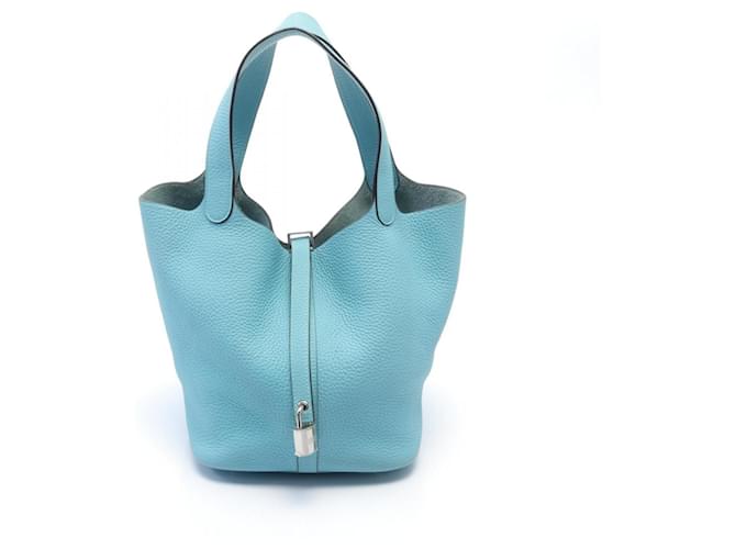 Hermès Sac à main Hermes Picotin Lock MM en Blue Atoll Cuir Bleu  ref.1524319