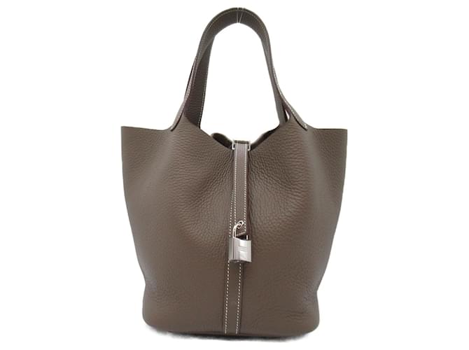 Hermès Hermes Picotin Lock MM Handbag Khaki Taupe Leather  ref.1524329