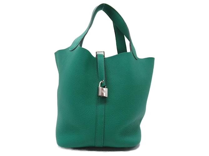 Hermès Hermes Picotin Lock MM Handbag in Vert Jade Green Leather  ref.1524338