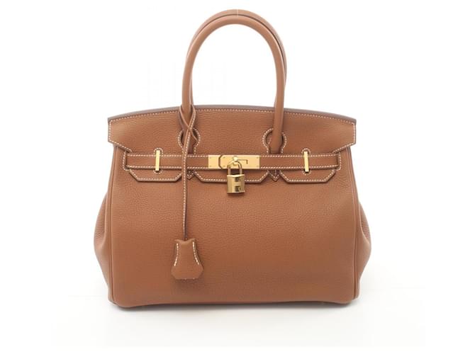 Hermès Hermes Birkin 30 Gold Handbag Brown Leather  ref.1524340