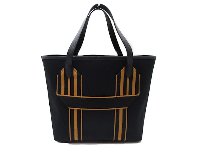 Hermès Bolsa Tote Pur Sangle HERMES Preto Lona  ref.1524345