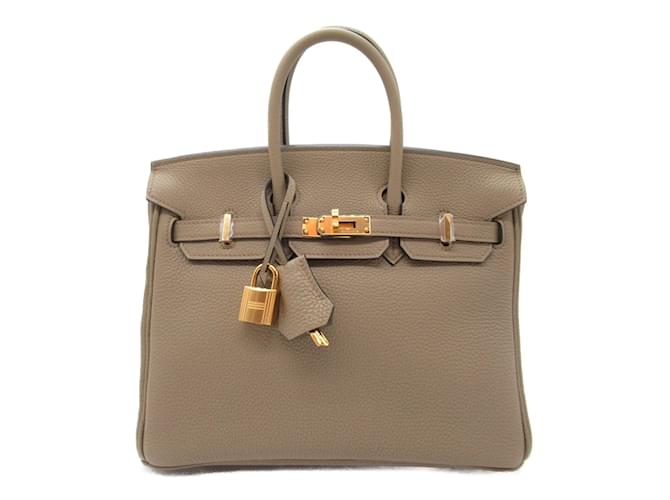 Hermès Bolso Hermes Birkin 25 en caqui Cuero  ref.1524352