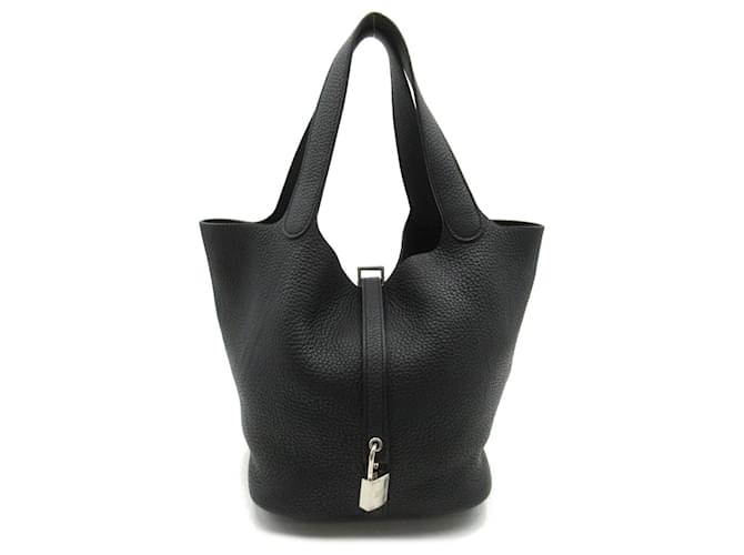 Hermès Sac à main Hermes Picotin Lock MM Cuir Noir  ref.1524358