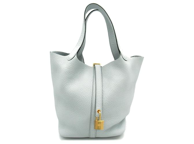 Hermès Sac à main Hermes Picotin Lock MM Cuir Bleu  ref.1524361