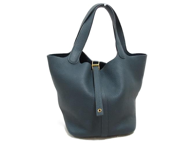 Hermès Sac à main Hermes Picotin Lock MM Cuir Bleu  ref.1524363