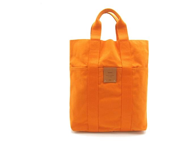 Hermès Borsa Tote Fool di HERMES Arancione Tela  ref.1524375