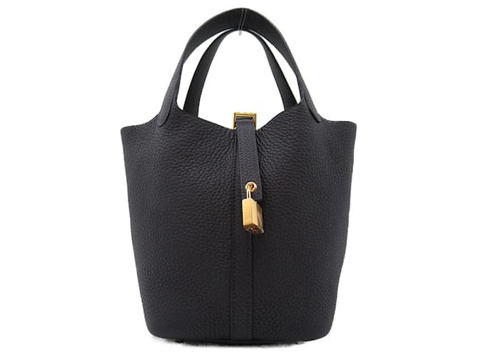 Hermès Sac à main Hermes Picotin Lock PM Purnoir Cuir  ref.1524379