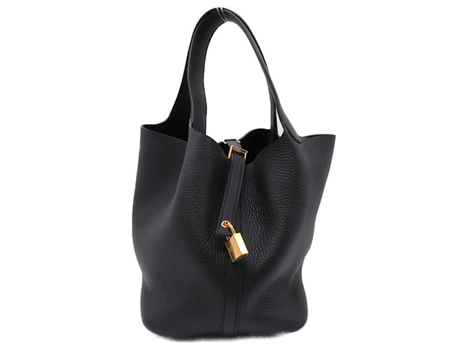 Hermès Sac à main Hermes Picotin Lock MM Noir Cuir  ref.1524380