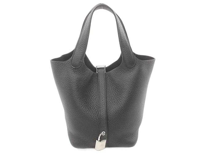 Hermès Sac à main Hermes Picotin Lock PM Cuir Noir  ref.1524381