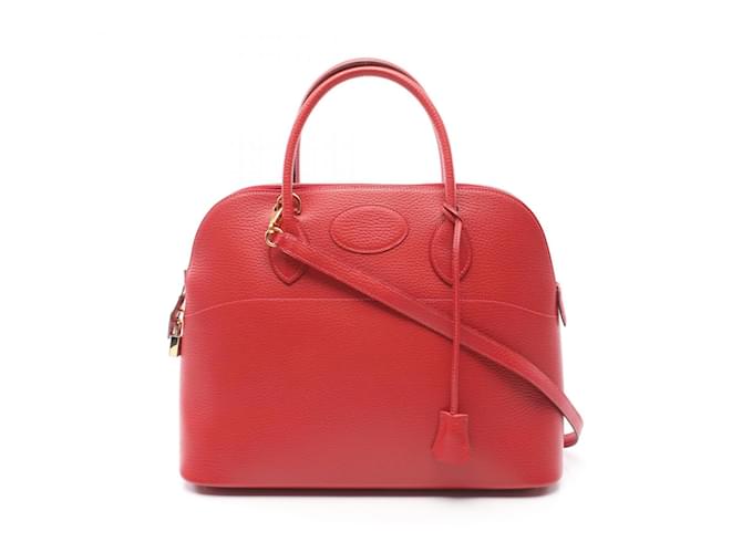 Hermès Hermes Bolide 35 Handbag in Red Leather  ref.1524392