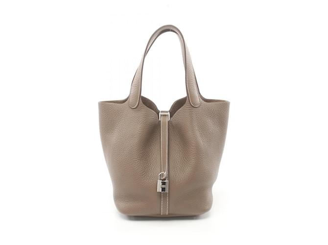 Hermès Sac à main Hermes Picotin Lock MM Cuir Marron  ref.1524397