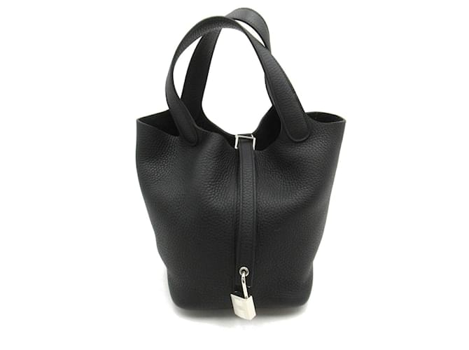 Hermès Sac à main Hermes Picotin Lock PM Cuir Noir  ref.1524398