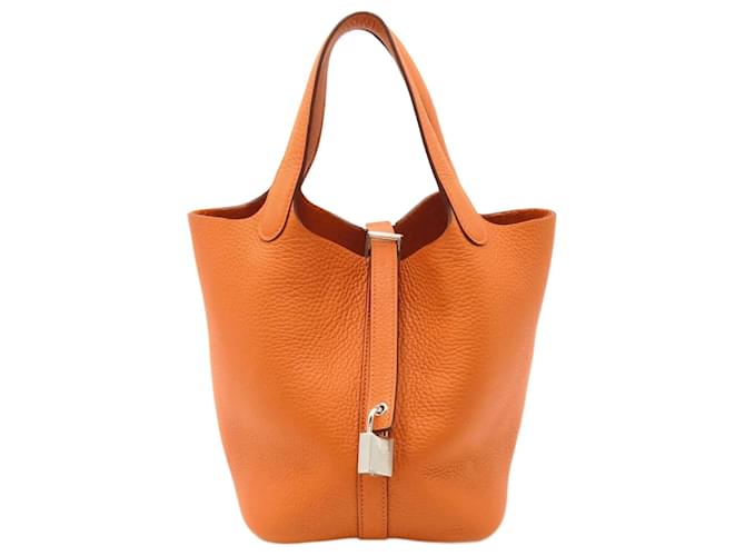 Hermès Hermes Picotin Lock PM Handbag Orange Leather  ref.1524407