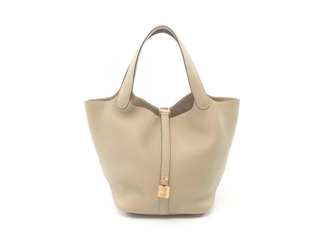 Hermès Hermes Picotin Lock MM Handbag Beige Leather  ref.1524414