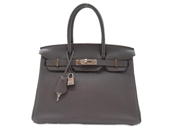 Hermès Hermes Birkin 30 Etain Handbag Brown Grey Leather  ref.1524424