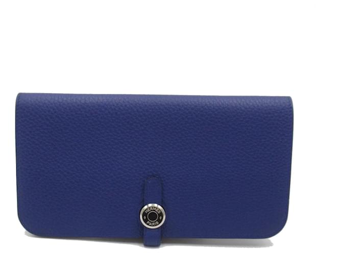 Hermès Hermes Dogon Long Bi-fold Wallet in Blue Leather  ref.1524425