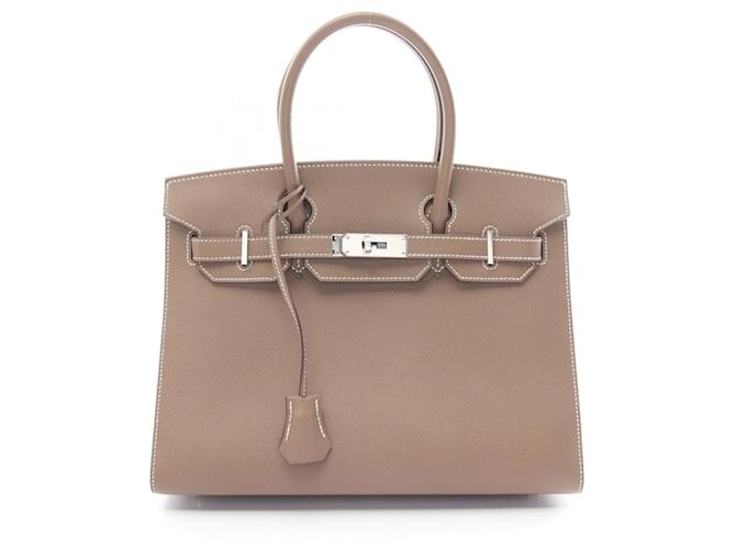 Hermès Bolso Hermes Birkin 30 Serie Etoupe Beige Gris pardo Cuero  ref.1524430