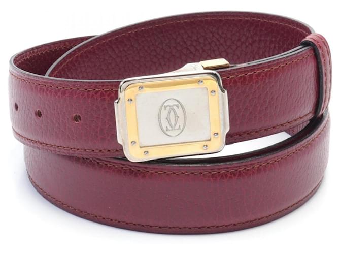 Cinto de couro Cartier Santos Must Bordeaux  ref.1524434