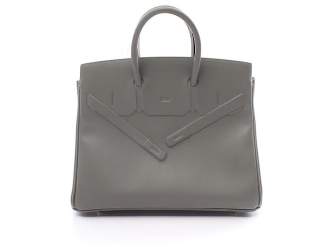 Hermès Bolso Hermes Birkin Shadow 25 Etain Castaño Gris Cuero  ref.1524435