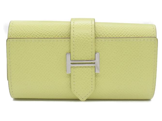 Hermès Étui à clés 4 anneaux Hermes Bearn en cuir Epsom jaune  ref.1524440