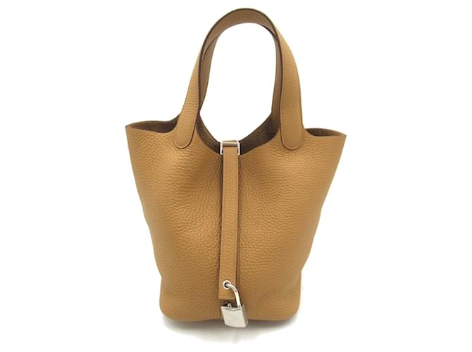 Hermès Bolso Hermes Picotin Lock PM Beige Cuero  ref.1524443