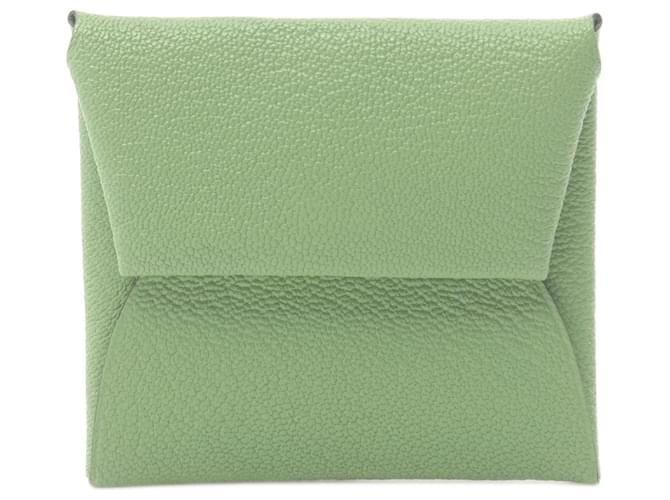 Hermès Porta-moedas Hermes Bastia em verde Diamante  ref.1524444