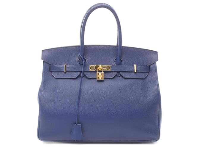 Bolsa Hermès Birkin 35 Azul Elétrico Couro  ref.1524446