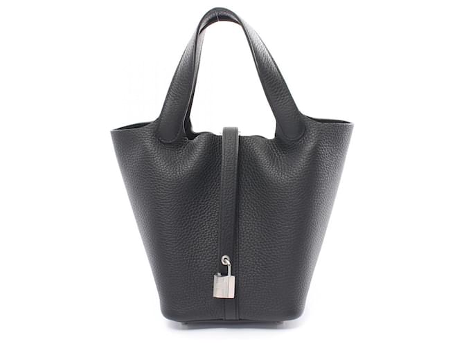 Hermès Hermes Picotin Lock PM Handbag Black Leather  ref.1524451