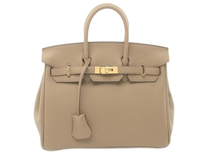 Hermès Bolso Hermes Birkin 25 Beige Marfa Cuero  ref.1524457