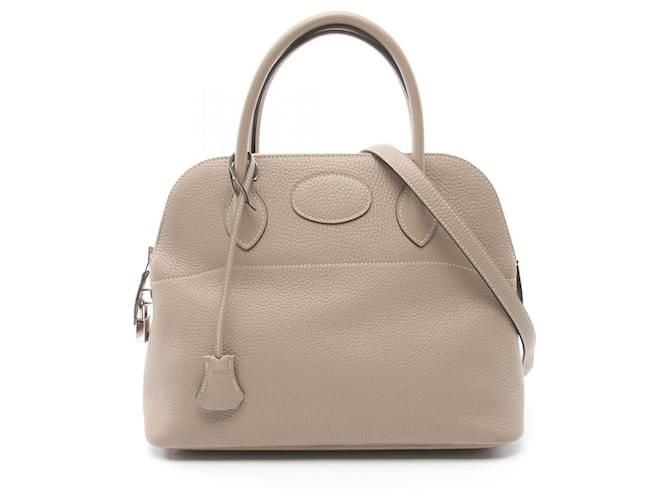 Hermès Bolso Hermes Bolide 31 en beige y gris Cuero  ref.1524463