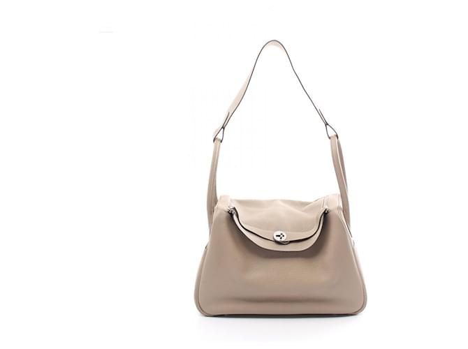 Sac à épaule Hermès Lindy 34 Tourtière Gris Cuir Beige  ref.1524464