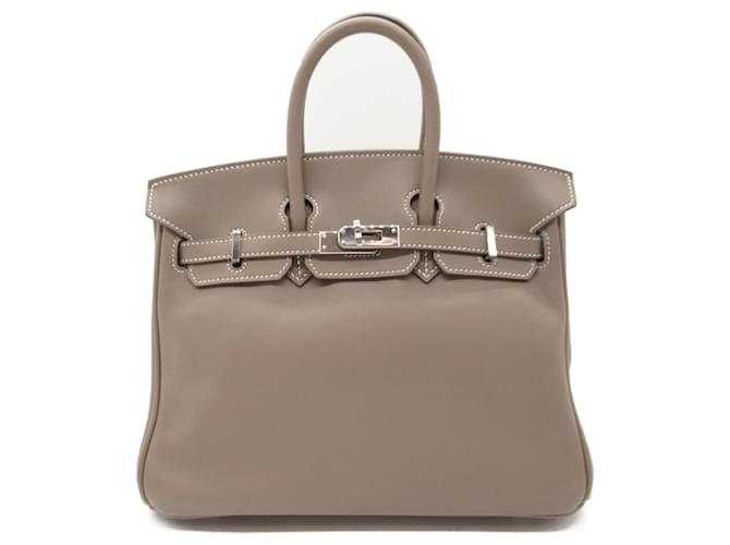 Bolsa Hermès Birkin 25 Etoupe Marrom Taupe Couro  ref.1524475