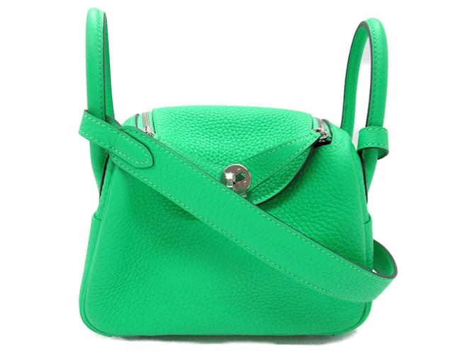 Bolso de Hombro Hermès Lindy Verde Comic Verde oliva Cuero  ref.1524481