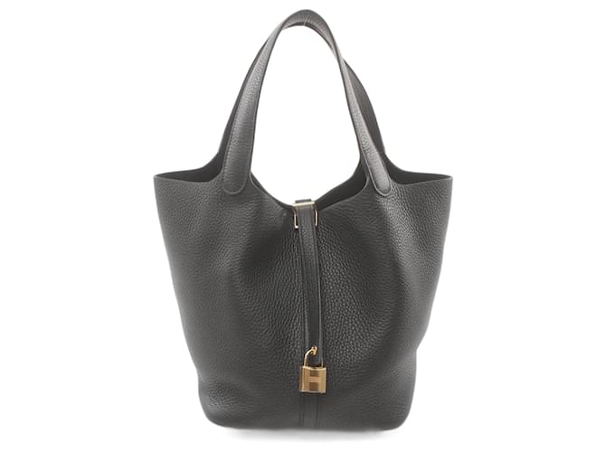 Hermès Sac à main Hermes Picotin Lock MM Cuir Noir  ref.1524550