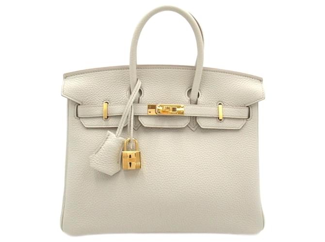 Hermès Bolsa Hermes Birkin 25 em couro Togo cinza Marrom  ref.1524557